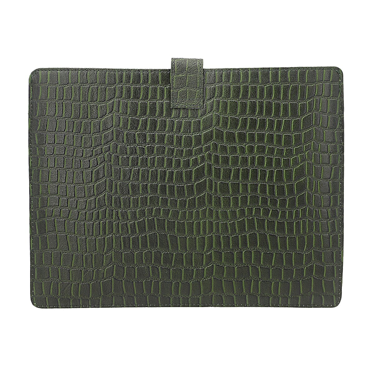 Green Croco Embossed Genuine Leather Ipad Sleeves with Magnetic Closure image number 4