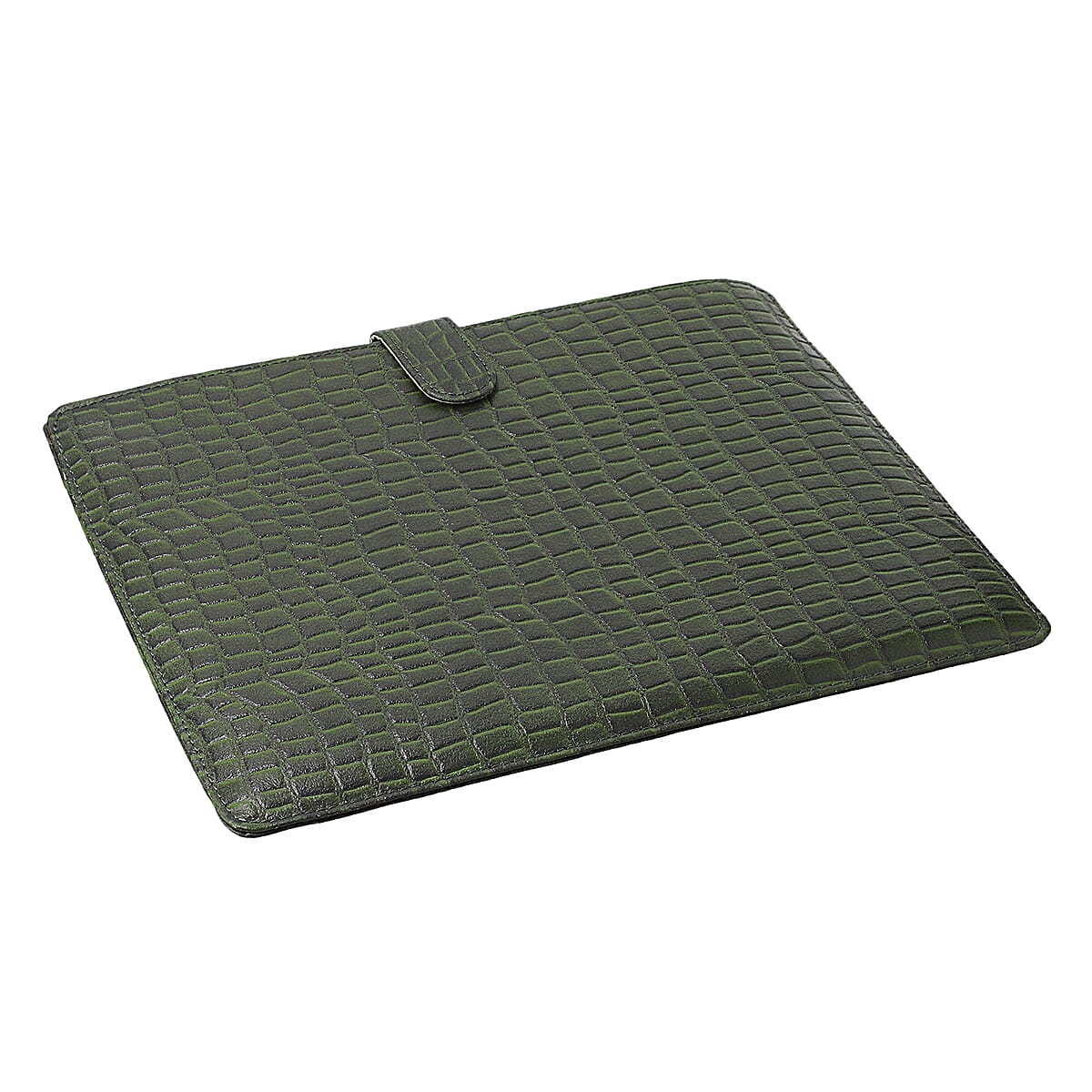 Green Croco Embossed Genuine Leather Ipad Sleeves with Magnetic Closure image number 6