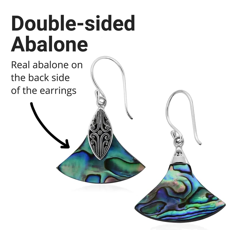 Abalone Shell Triangular Earrings in Sterling Silver