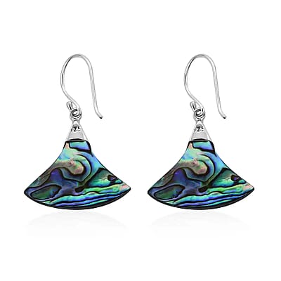 Abalone Shell Triangular Earrings in Sterling Silver