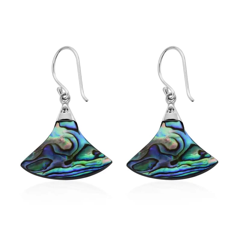Abalone Shell Triangular Earrings in Sterling Silver