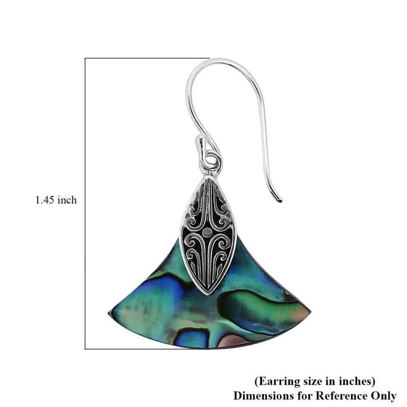 Abalone Shell Triangular Earrings in Sterling Silver