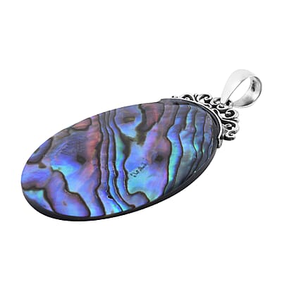Abalone Shell Oval Pendant in Sterling Silver