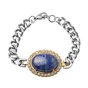 Lapis Lazuli and Austrain Crystal 41.00 ctw Bracelet in Stainless Steel (7.50 In)