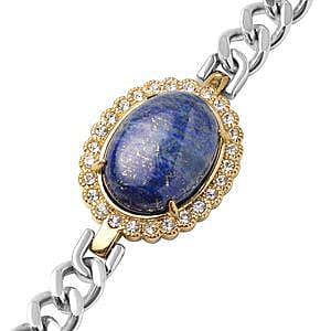 Lapis Lazuli and Austrain Crystal 41.00 ctw Bracelet in Stainless Steel (7.50 In)
