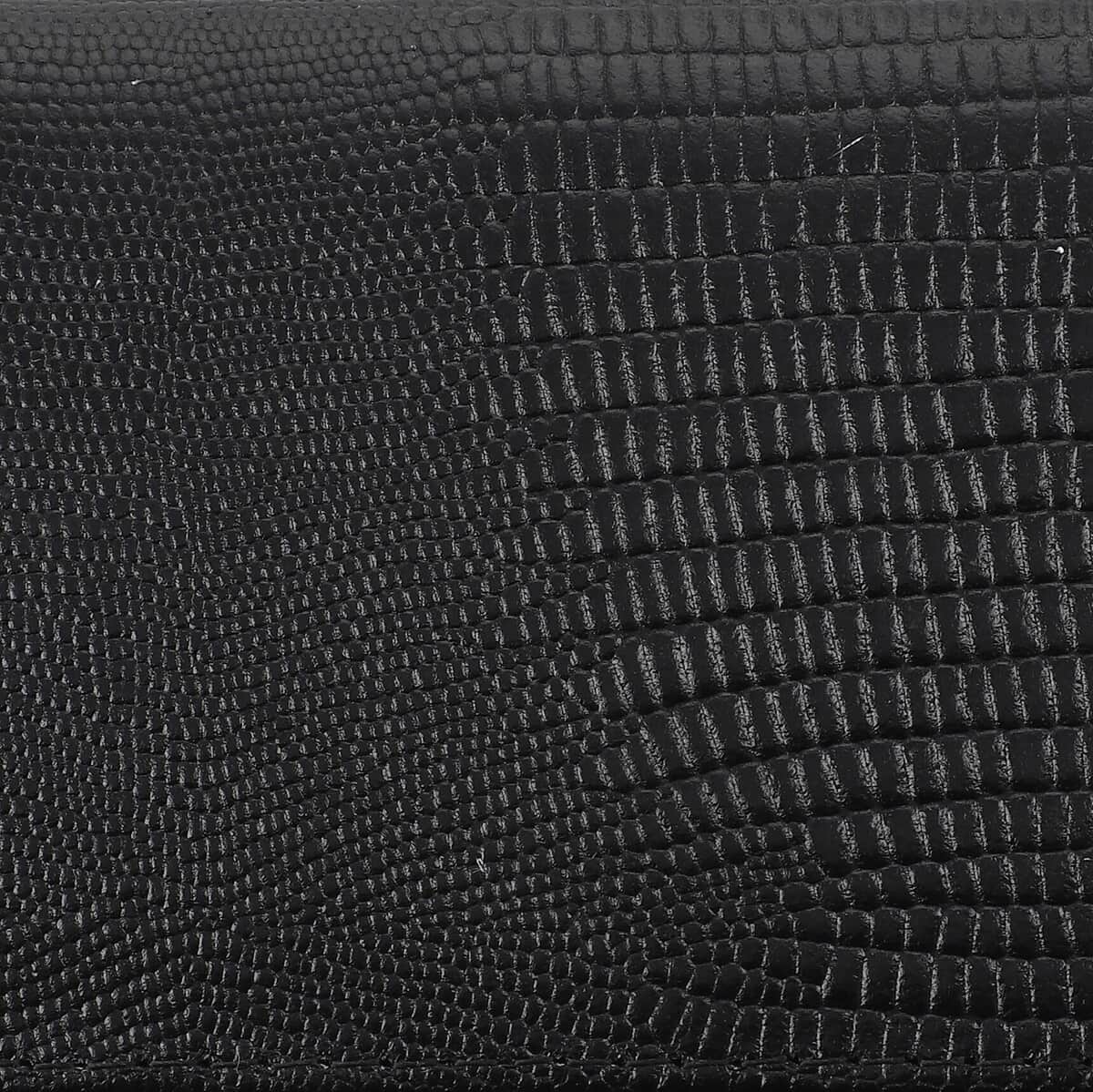 ONE TIME CLOSEOUT DEAL Black 100% Genuine Leather Lizard Embossed RFID Wallet image number 5