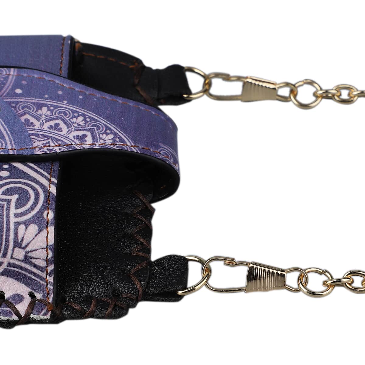 Navy Bohemian Pattern Faux Leather Cell Phone Bag (4.13"x7.09") with Shoulder Strap image number 5