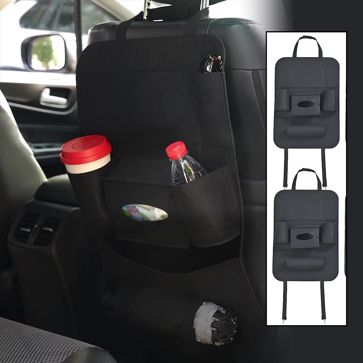 Set of 2 Multi-Function Car Seat Storage Bag - Black image number 1