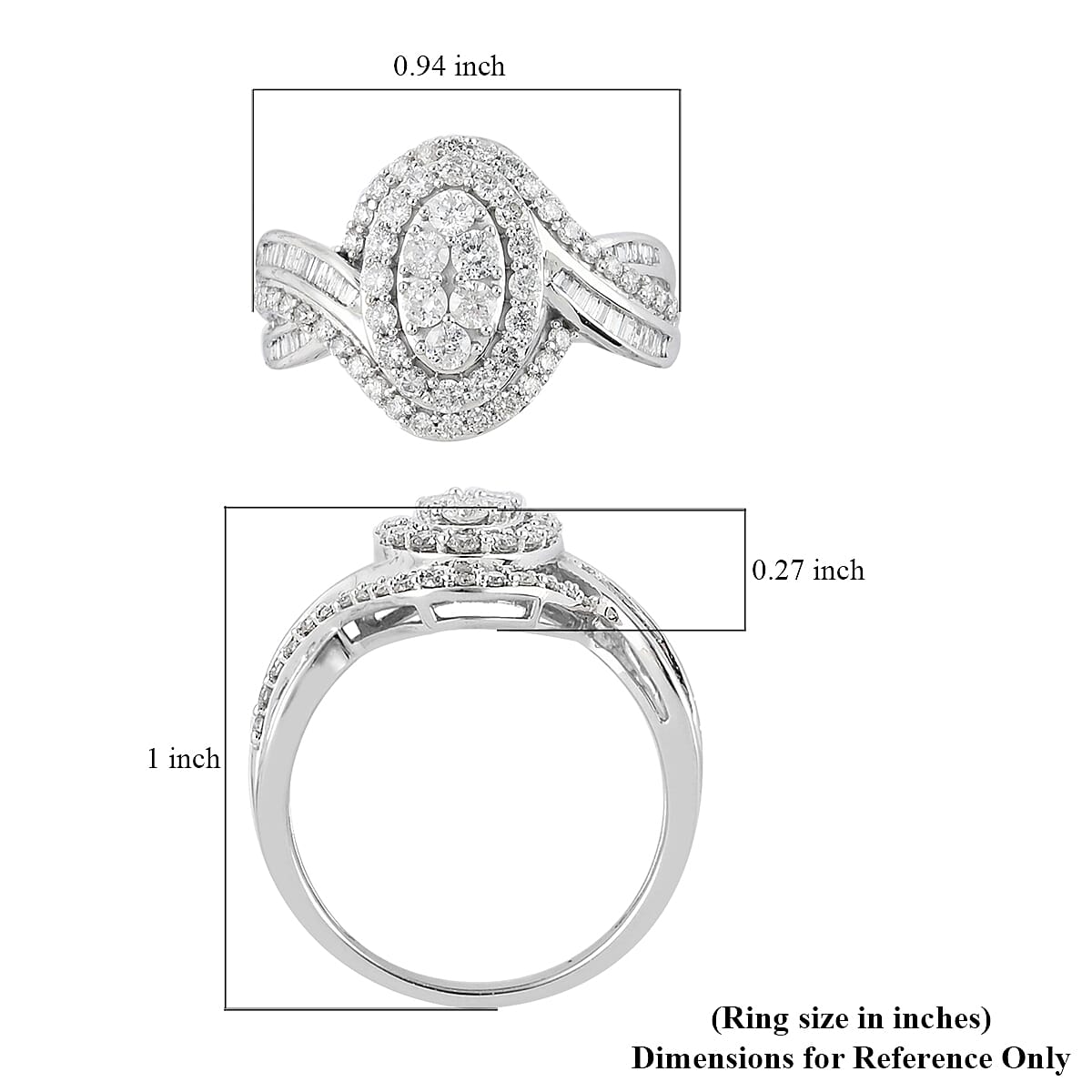NY Closeout 1.00 ctw Diamond G-H I1 Ring in 10K White Gold 3.40 Grams image number 3