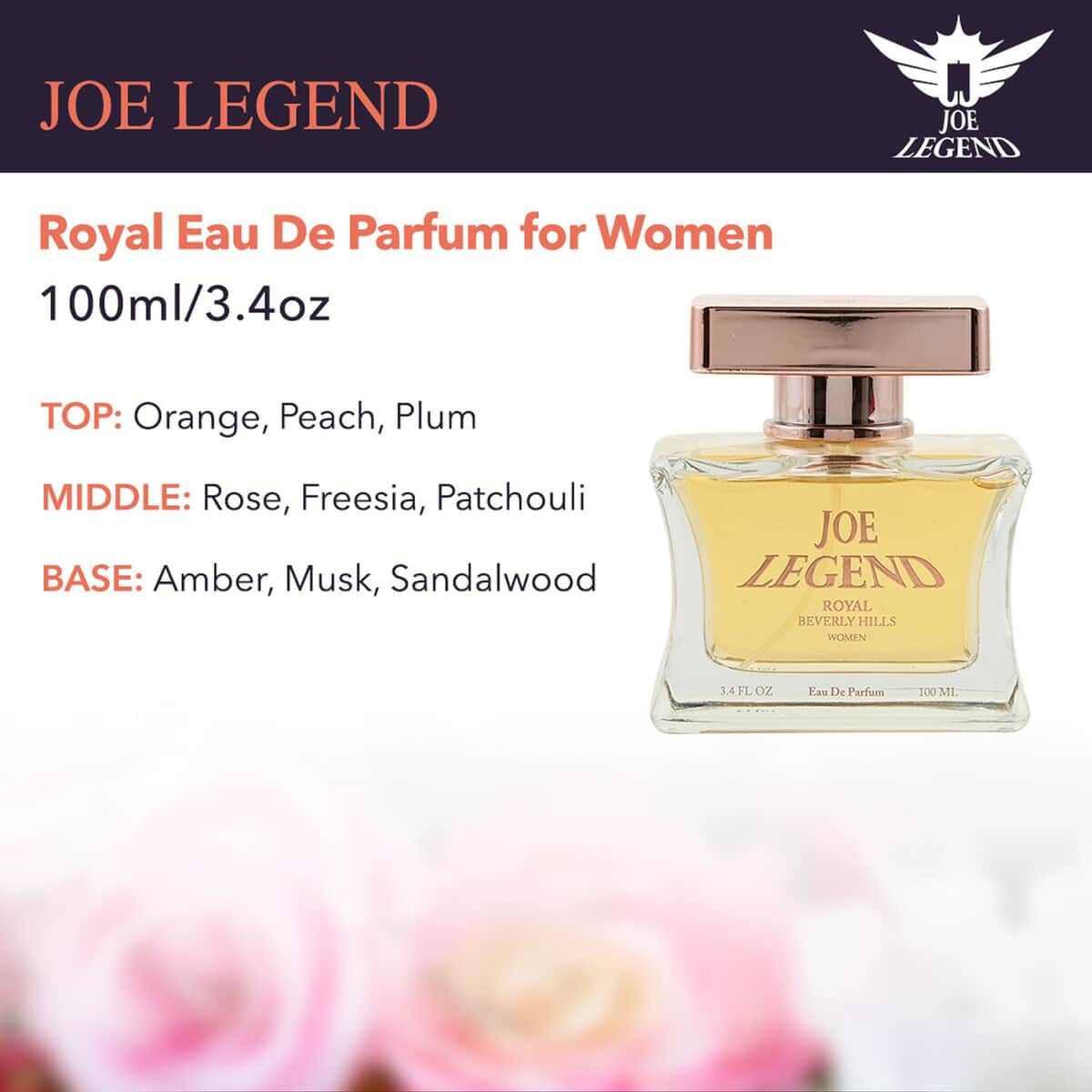 Joe Legend Royal Eau de Parfum for Women 100ml/3.4oz , Best Romance Perfume , Body Mist image number 1