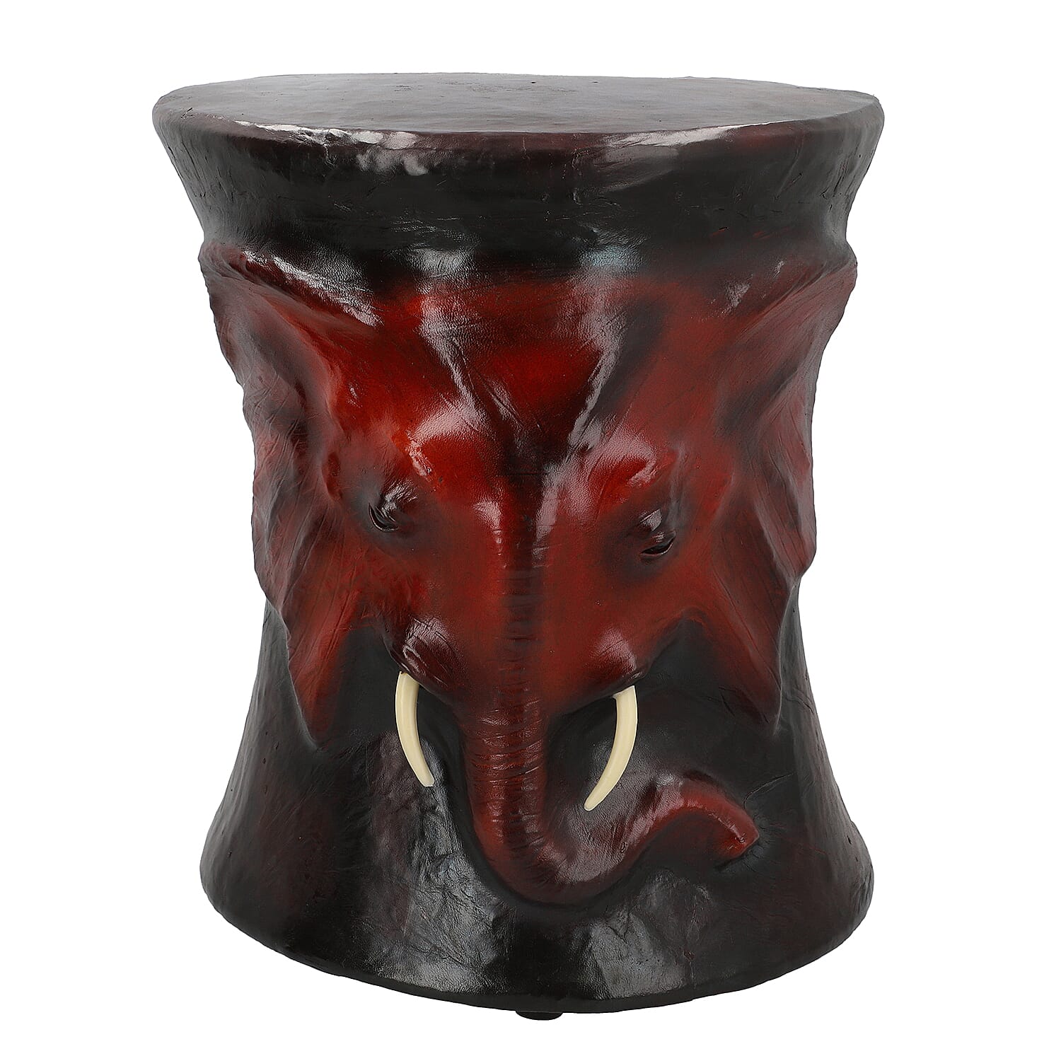 Handcrafted Leather Elephant Head Embossed Stool