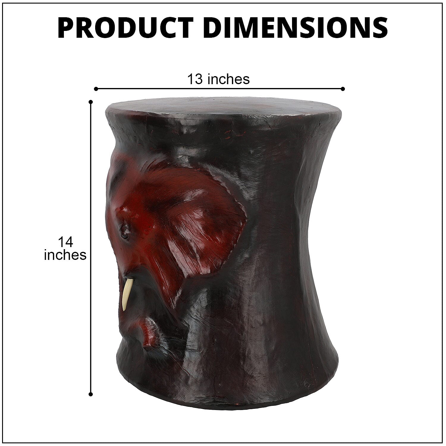 Handcrafted Leather Elephant Head Embossed Stool
