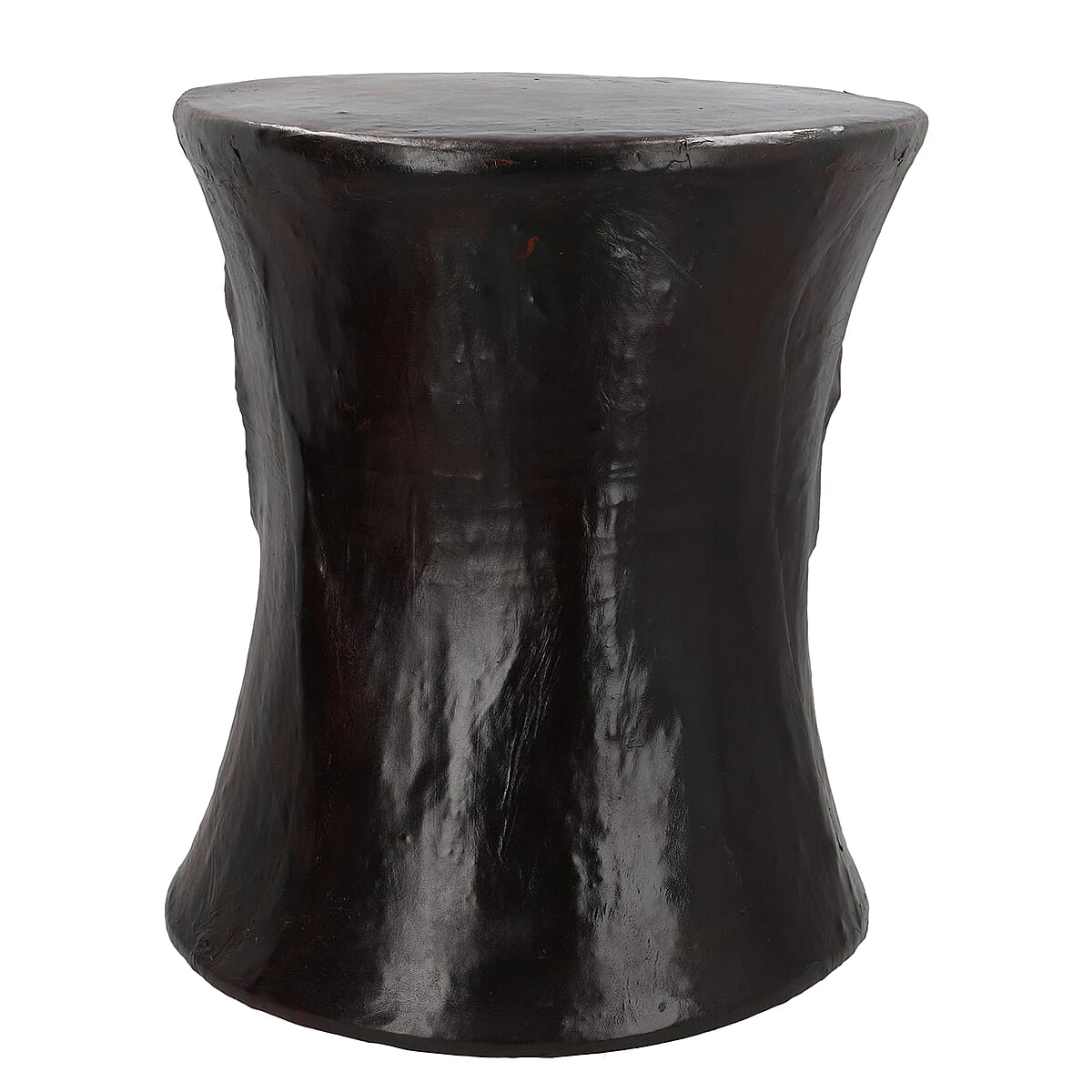 Handcrafted Leather Elephant Head Embossed Stool (14"x13") image number 4