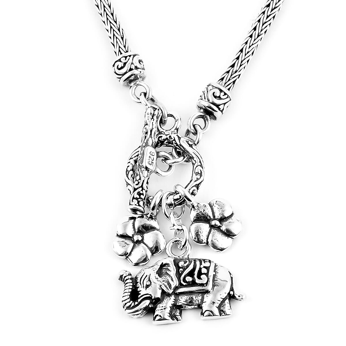 Bali Legacy Sterling Silver Elephant Tulang Naga Necklace 18 Inches 23 Grams image number 1