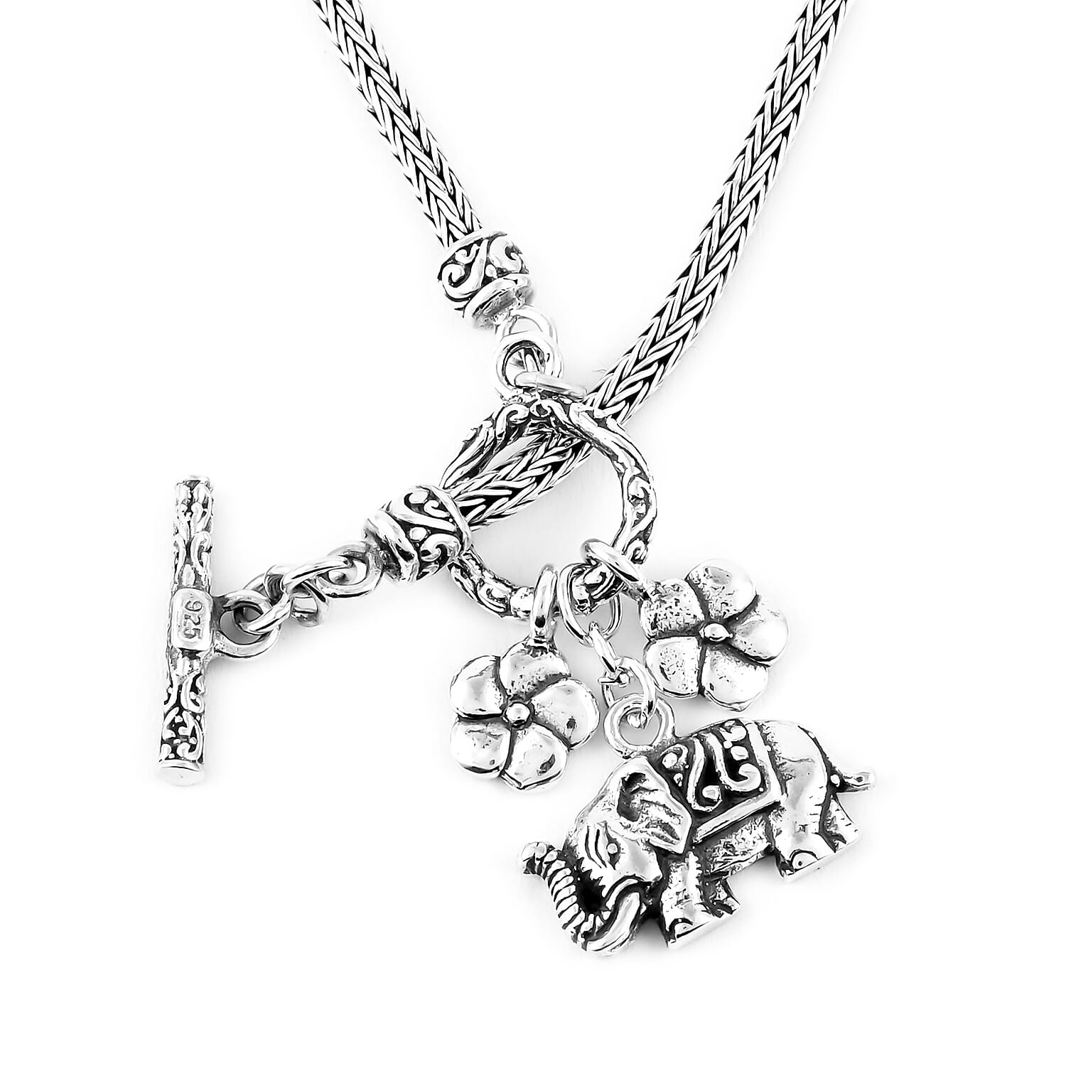 Bali Legacy Sterling Silver Elephant Tulang Naga Necklace 18 Inches 23 Grams