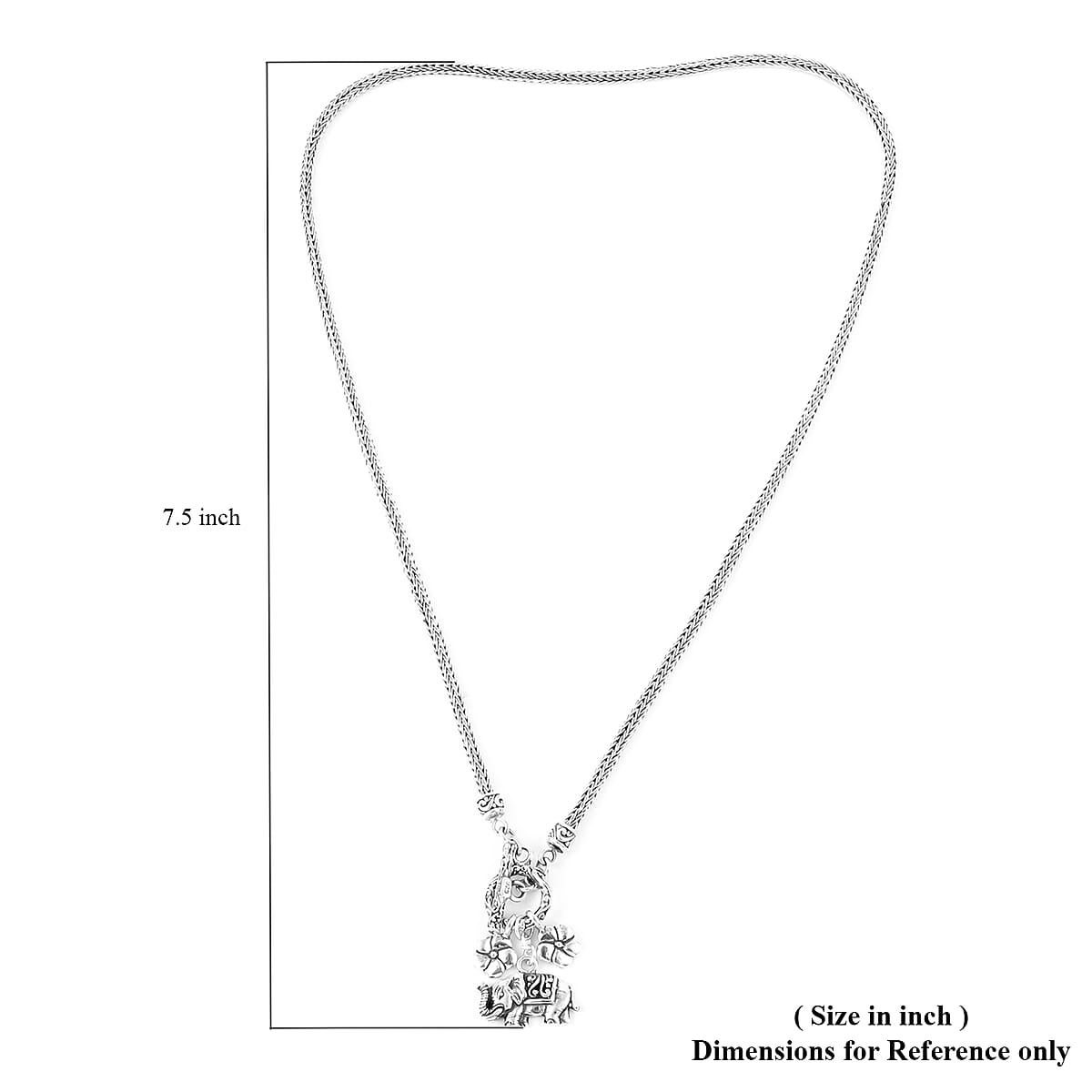 Bali Legacy Sterling Silver Elephant Tulang Naga Necklace 18 Inches 23 Grams image number 3