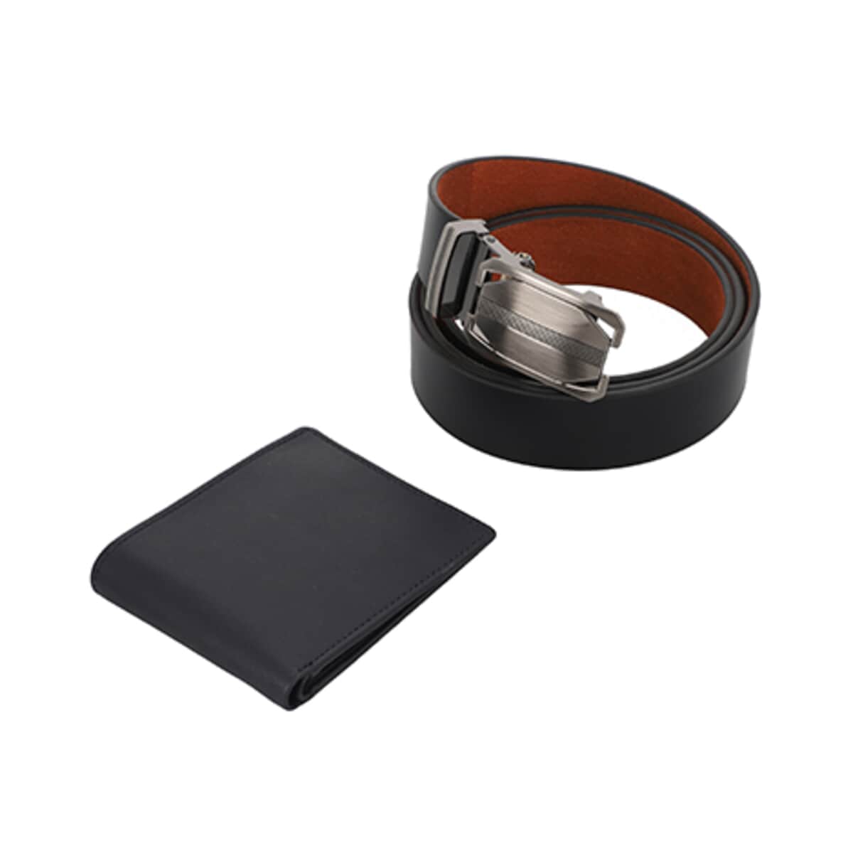 Navy 100% Genuine Leather Belt and RFID Protected Wallet image number 0