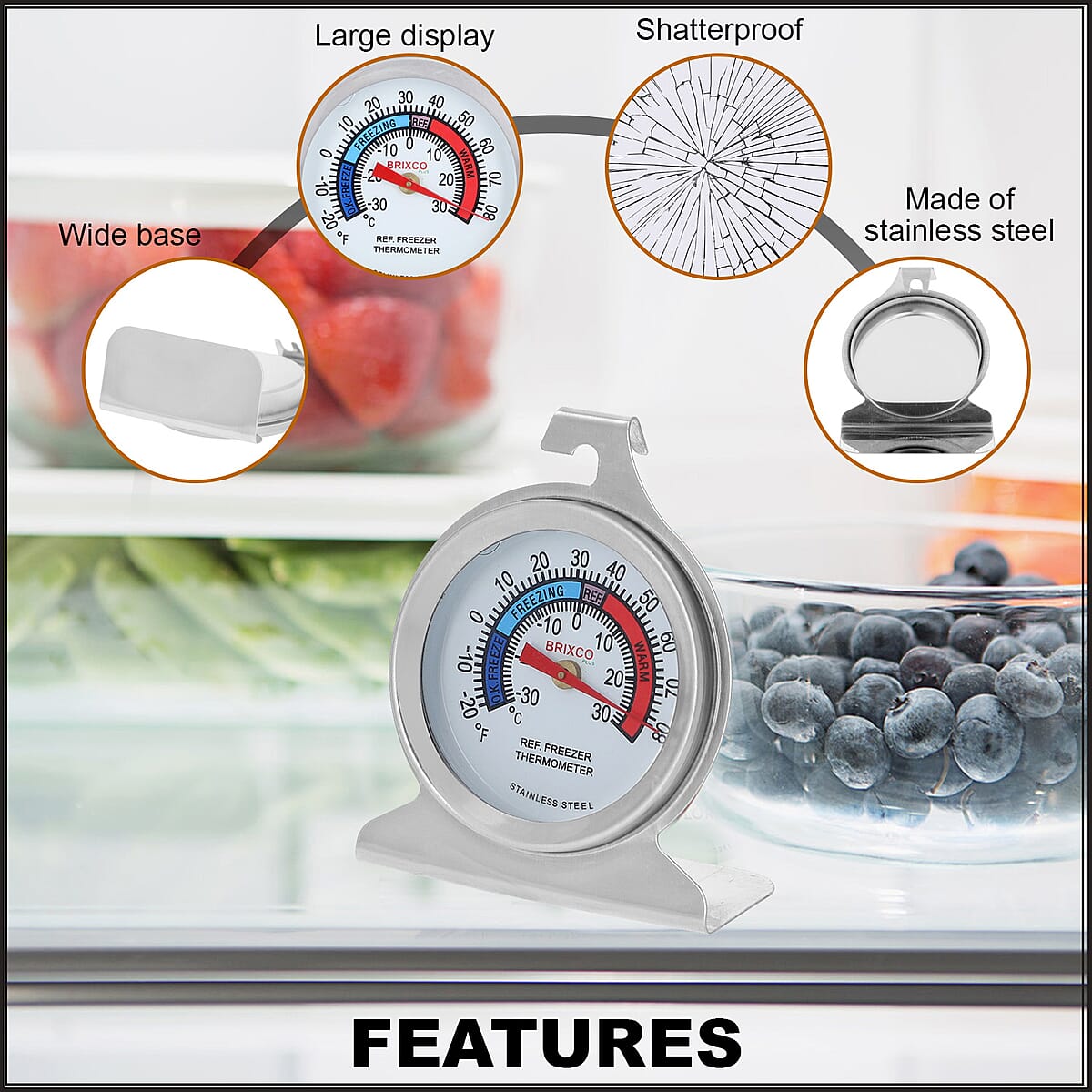 Silver Color Stainless Steel Freezer Thermometer image number 2