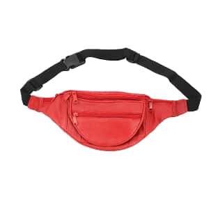 Newage Red 100% Genuine Leather RFID Fanny Bag