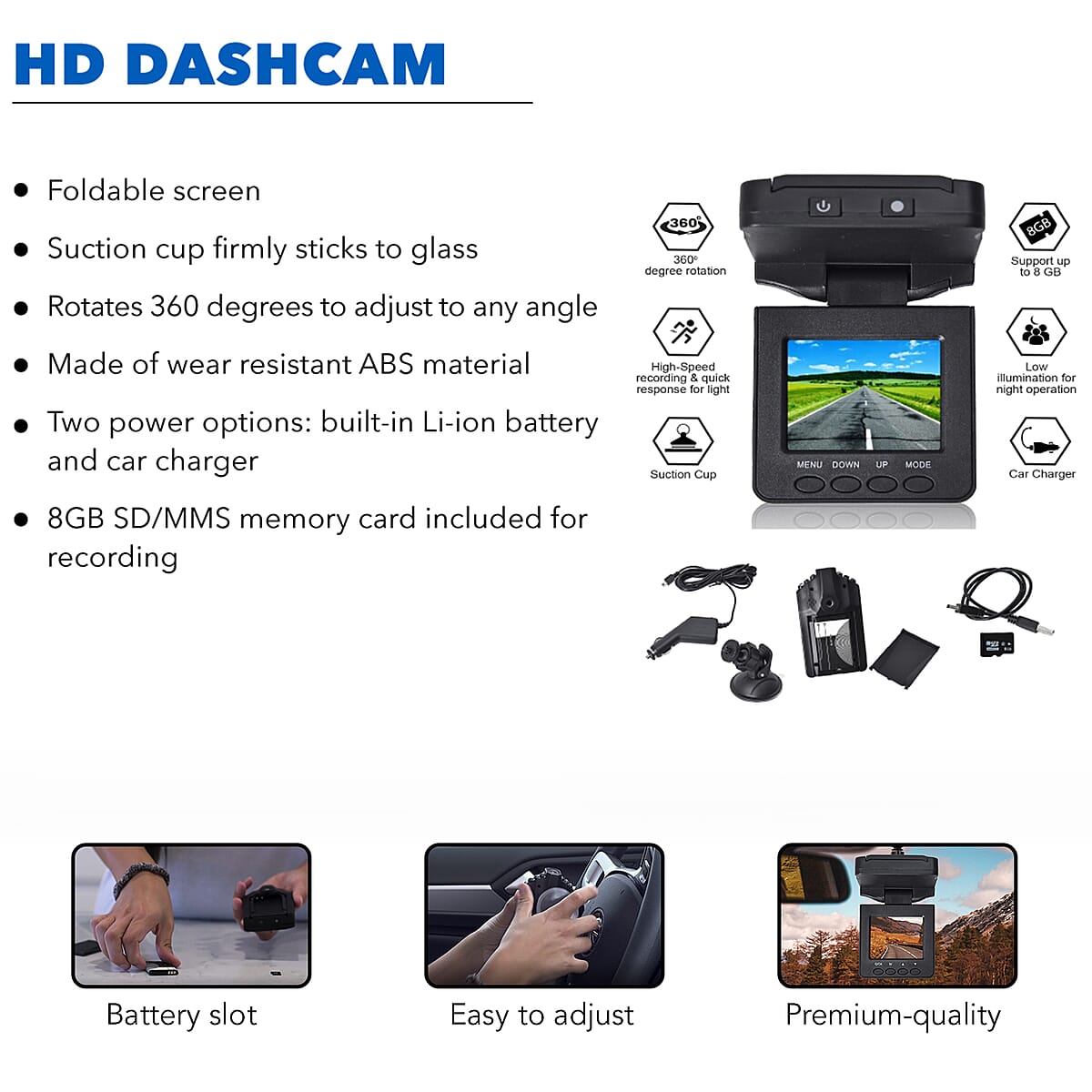 Black Dash Cam with 8G Memory Card image number 2