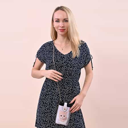 HongKong Closeout Stylish and Classic Cat Pattern Cell Phone Bag with Chain Shoulder Strap -Gray image number 1