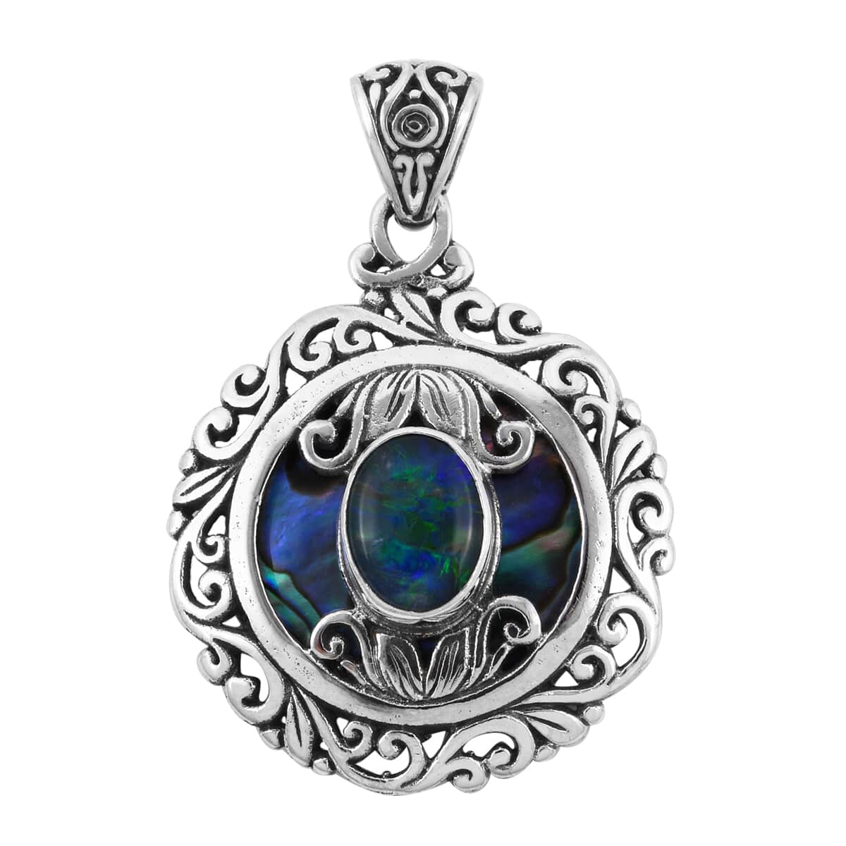 Bali Legacy Boulder Opal Triplet and Abalone Shell Pendant in Sterling Silver 1.40 ctw image number 0