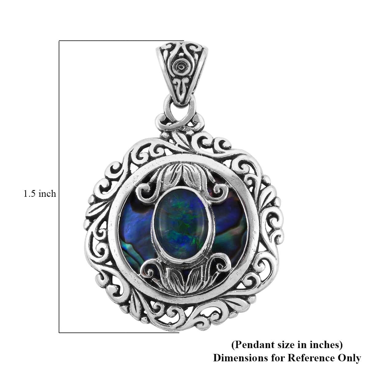 Bali Legacy Boulder Opal Triplet and Abalone Shell Pendant in Sterling Silver 1.40 ctw image number 4