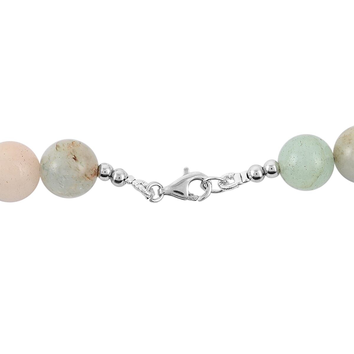 Multi Color Aquamarine Quartz Beaded Necklace 18 Inches in Sterling Silver 250.00 ctw image number 2