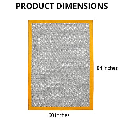 Gray Mustard Screen Printed Cotton Sheeting Table Cover