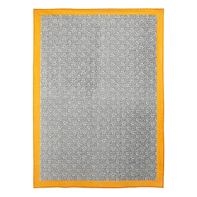 Gray Mustard Screen Printed Cotton Sheeting Table Cover