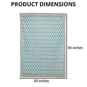 Blue Mustard Screen Printed Cotton Sheeting Table Cover