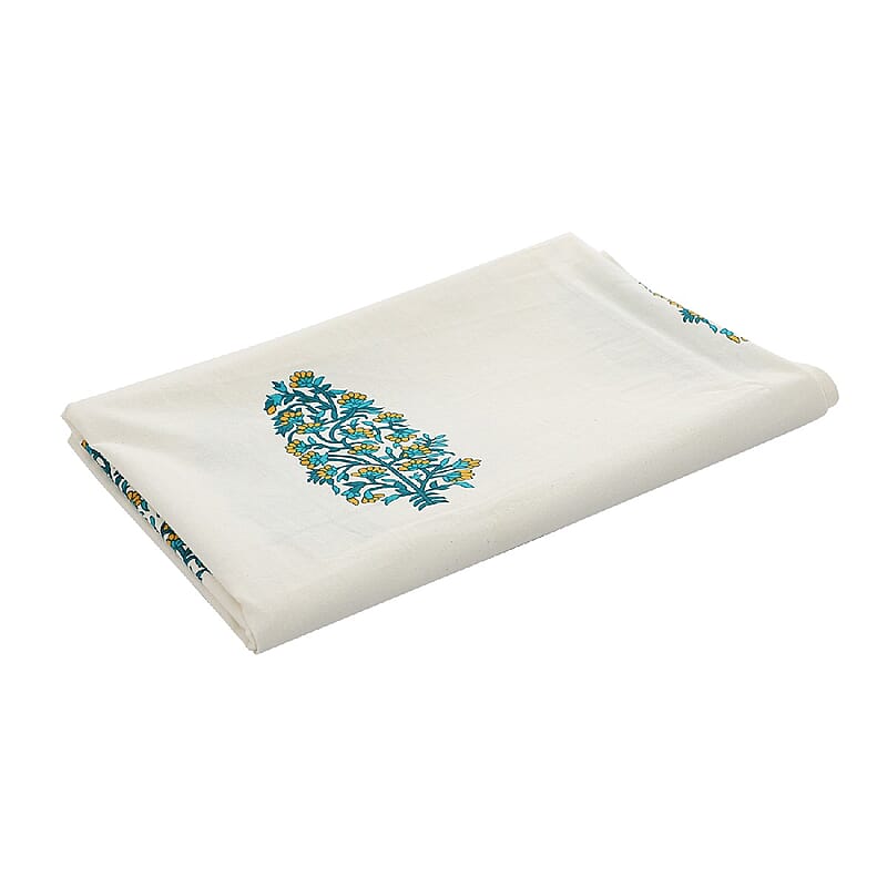 Green Mustard Screen Printed Cotton Sheeting Table Cover