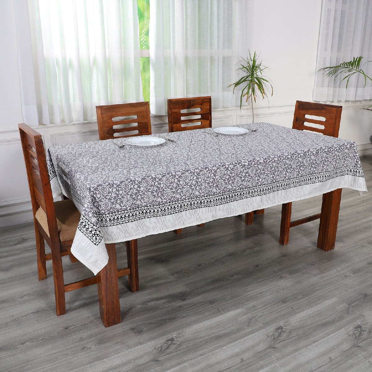Gray Screen Printed Cotton Sheeting Table Cover image number 0