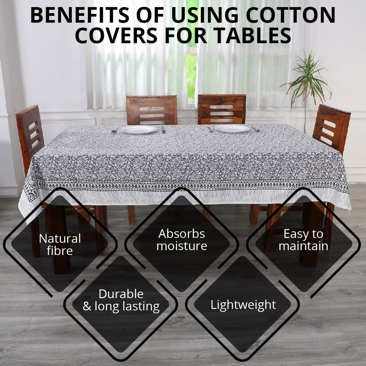 Gray Screen Printed Cotton Sheeting Table Cover image number 2
