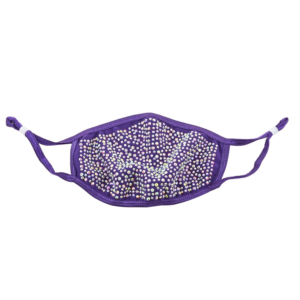 Purple with Sparkling Color Crystals Rhinestone 2 Ply Fashion Mask (Non-Returnable) image number 0