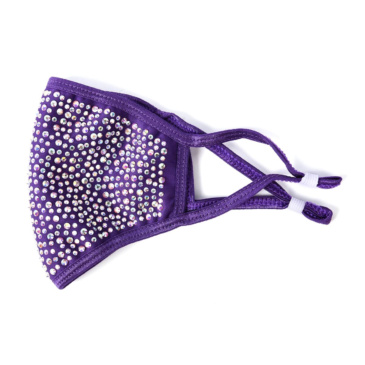 Purple with Sparkling Color Crystals Rhinestone 2 Ply Fashion Mask (Non-Returnable) image number 1