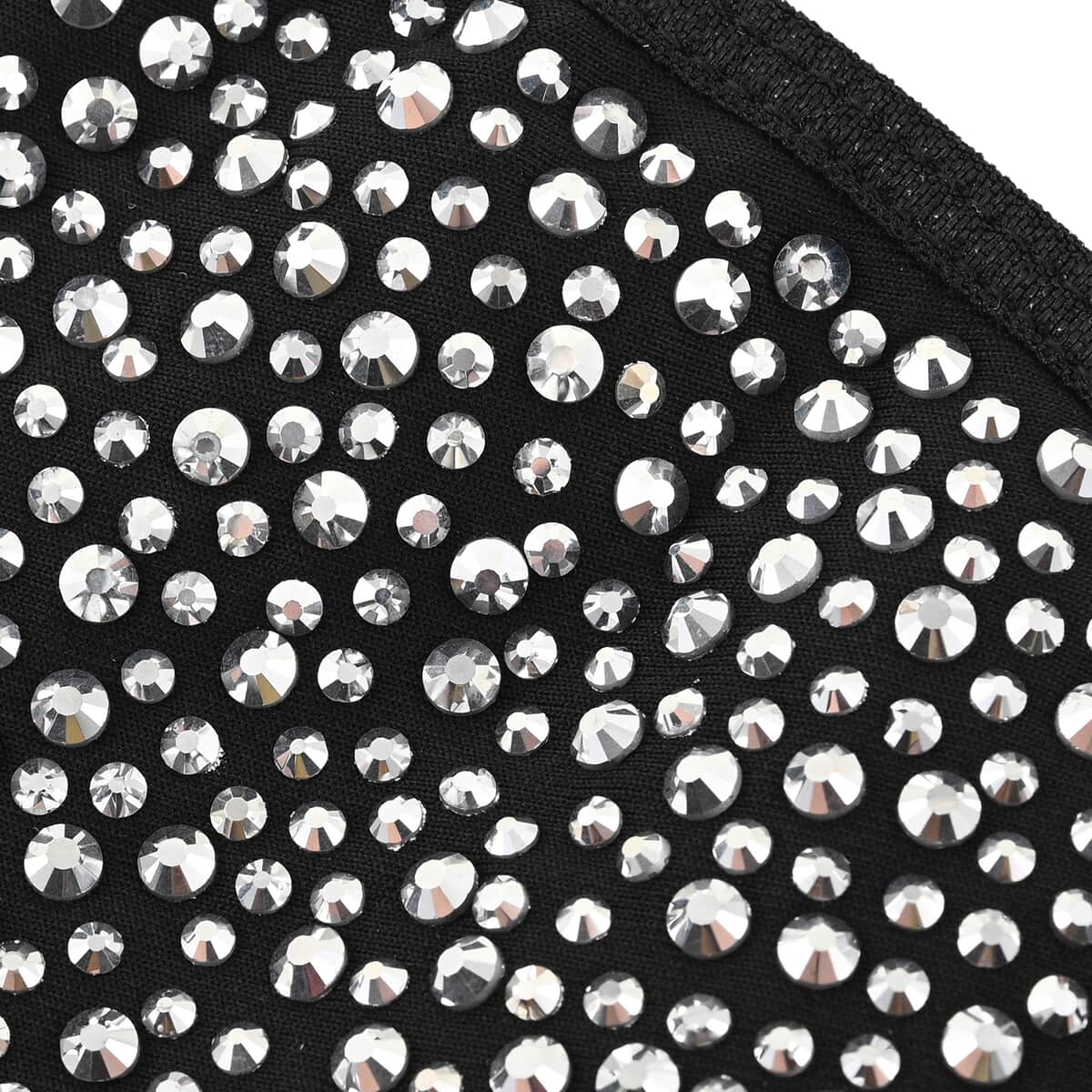 Black with White Sparkling Crystal Rhinestone 2 Ply Fashion Mask (Non-Returnable) image number 6