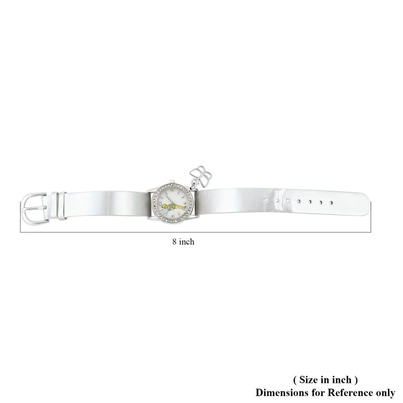 Disney Tinkerbell Japanese Movement Crystal Butterfly Charm Watch with Silver Strap (24mm)