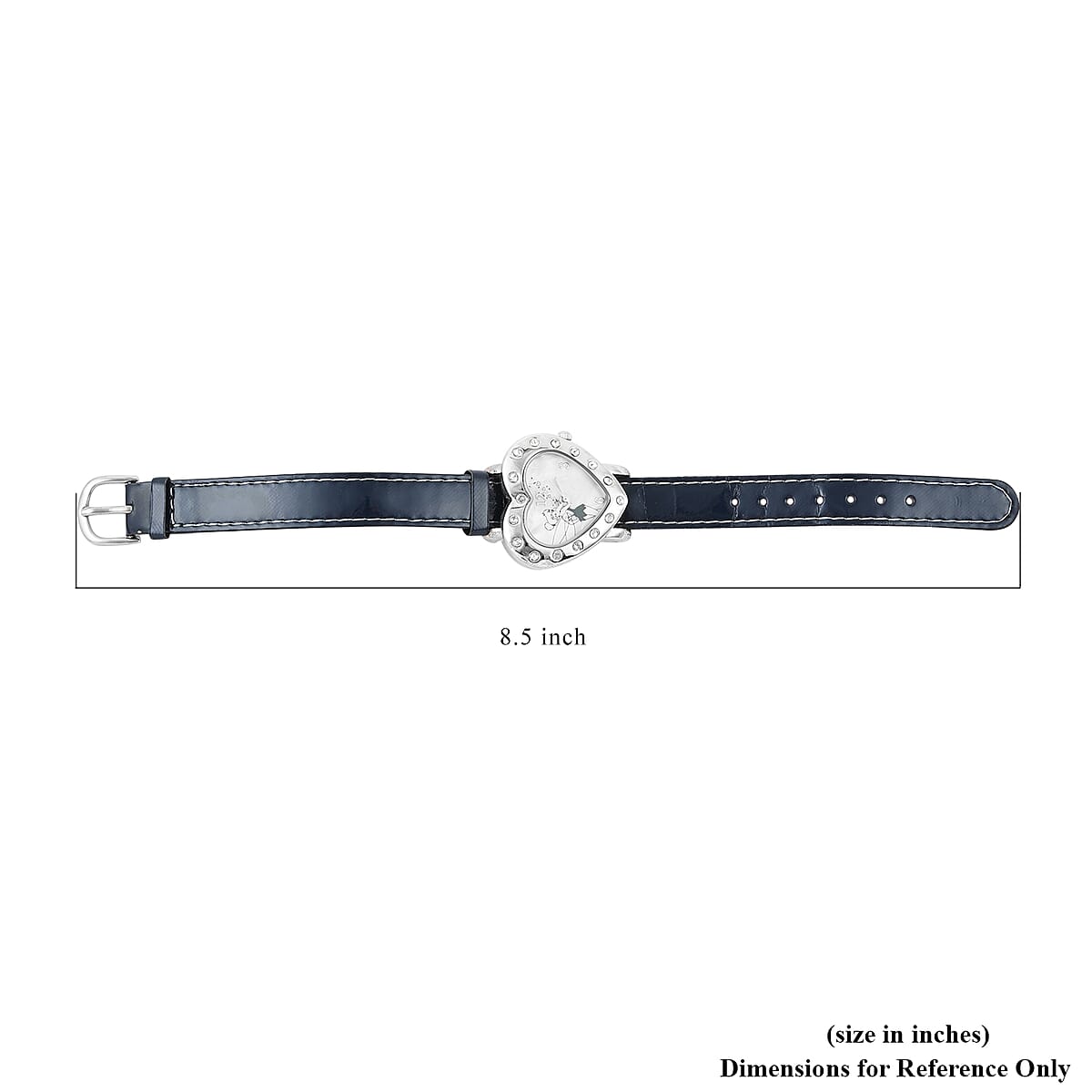 Disney Tinkerbell Crystal Heart Japanese Movement Studded Heart Watch with Navy Strap (30mm) image number 4