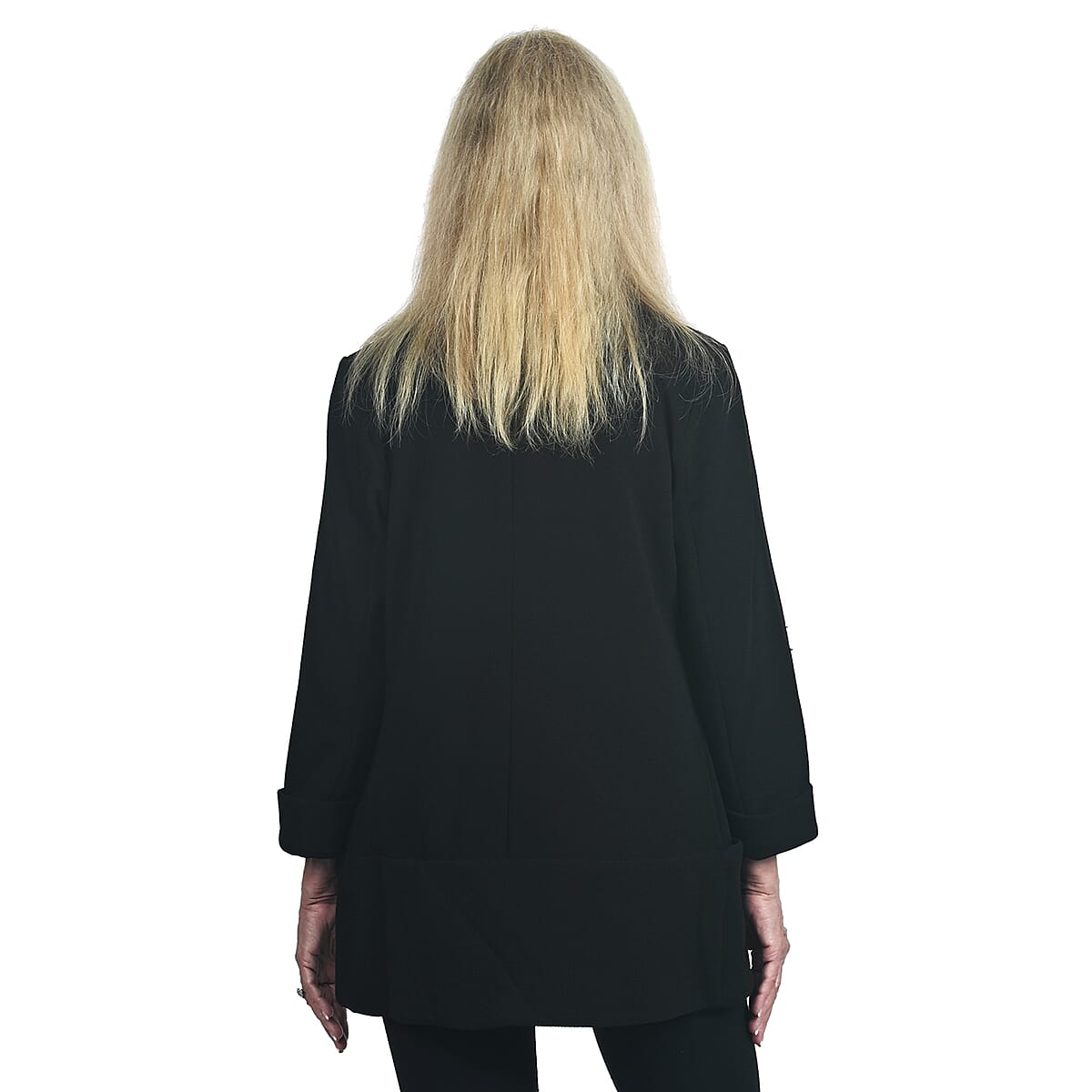 LEMON TART Black Knit Casual Blazer Jacket For Women - M image number 1