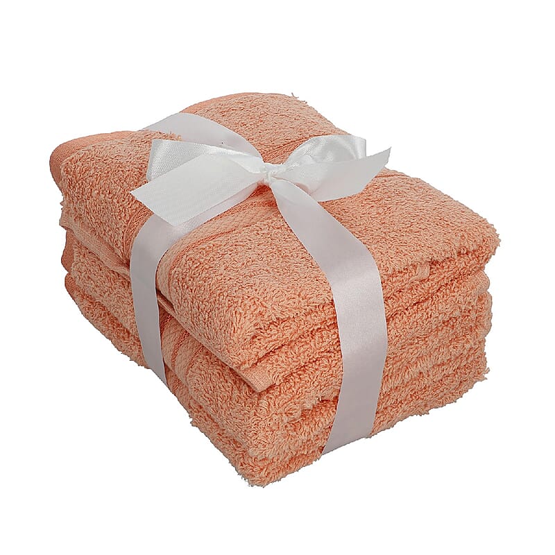 Homesmart Set of 3 Peach 100% Egyptian Cotton Terry Hand Towels