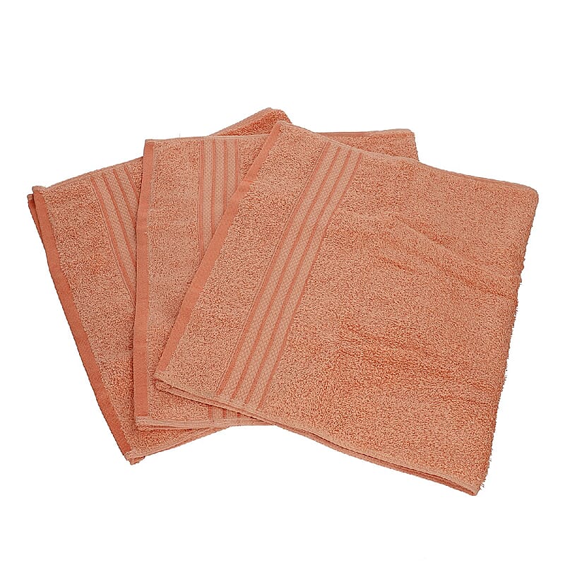 Homesmart Set of 3 Peach 100% Egyptian Cotton Terry Hand Towels
