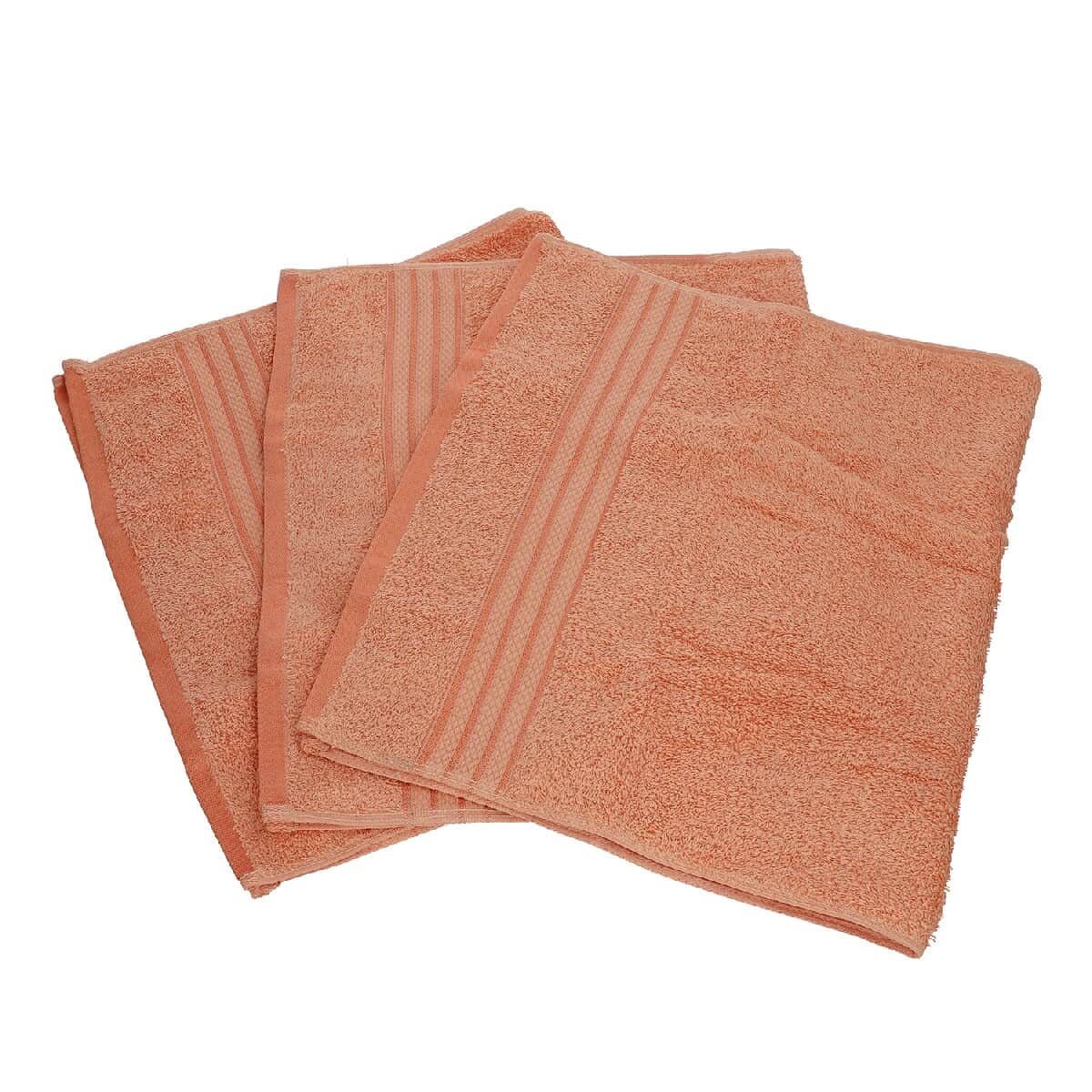 Homesmart Set of 3 Peach 100% Egyptian Cotton Terry Hand Towels image number 5