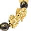 Feng Shui Black Obsidian Carved Beaded Bracelet in Goldtone 6.50 Inches 138.00 ctw image number 5