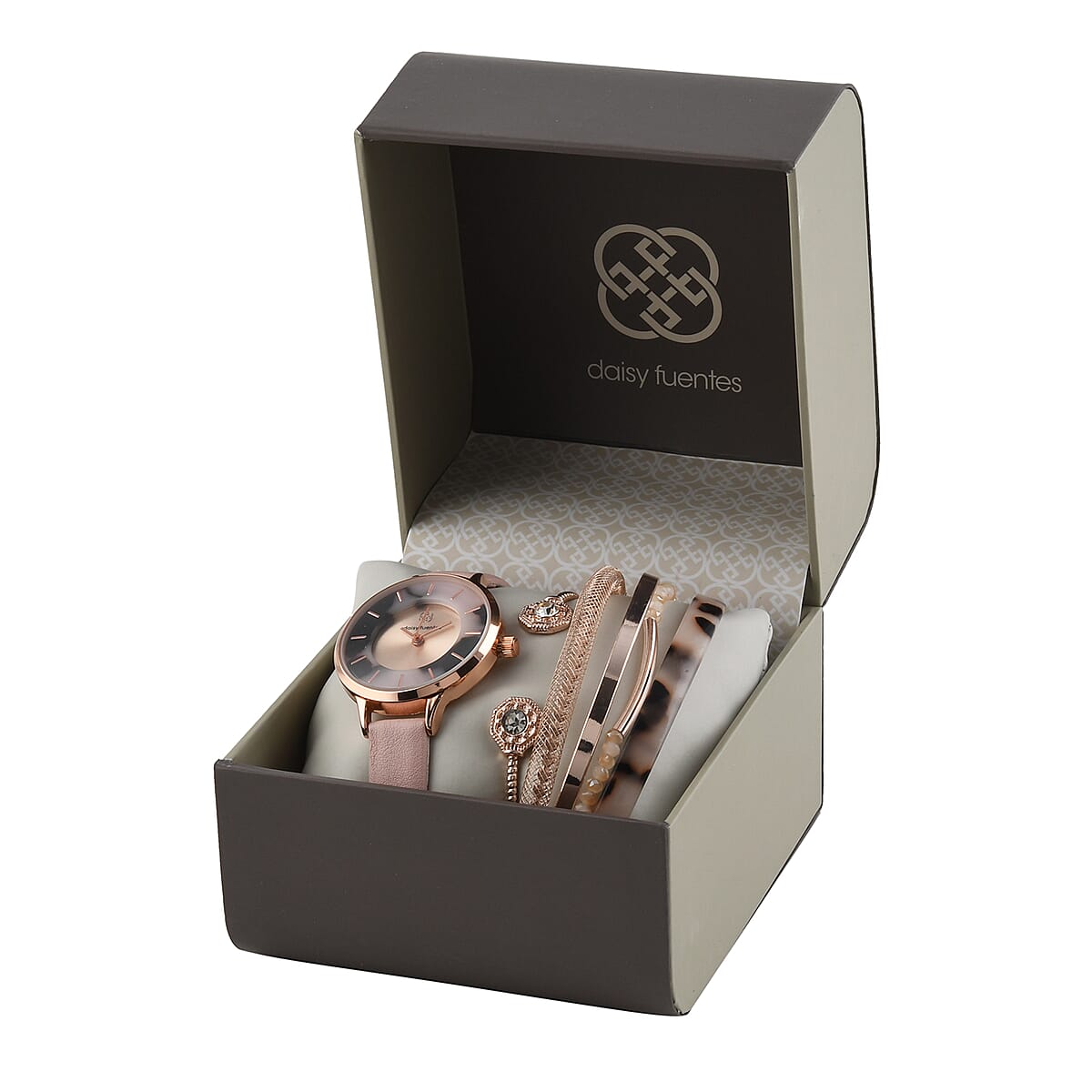 DAISY FUENTES 6pc Watch Set with Pink Vegan Leather Strap & Matching Bracelets (32mm) image number 5