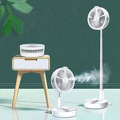 Portable Folding Hydrating Fan Desktop Fan Mini Rechargeable Fan 7200 mAh Large Capacity Battery, 5W