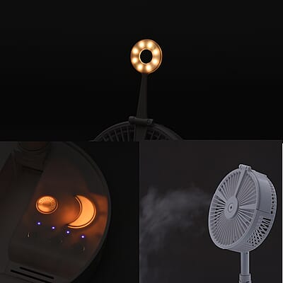 Portable Folding Hydrating Fan Desktop Fan Mini Rechargeable Fan 7200 mAh Large Capacity Battery, 5W