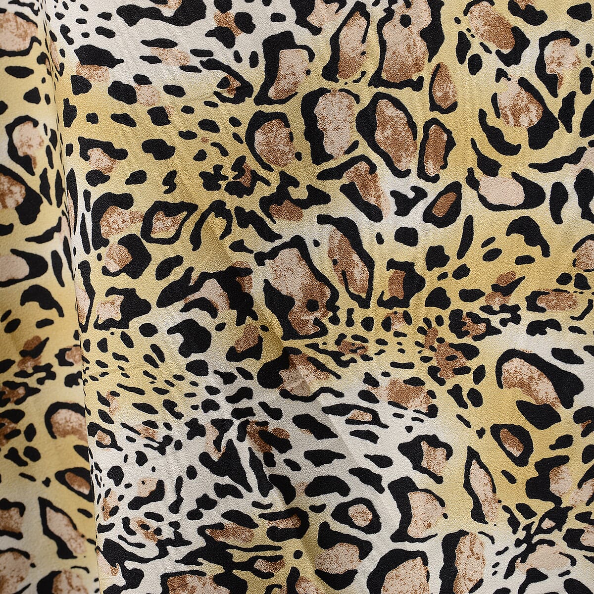 Jovie Yellow Leopard Print Pattern Chiffon Blouse with Open Shoulder Design image number 3