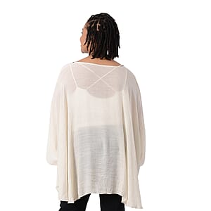 JOVIE Beige Kaftan Swing Top with Embroidery