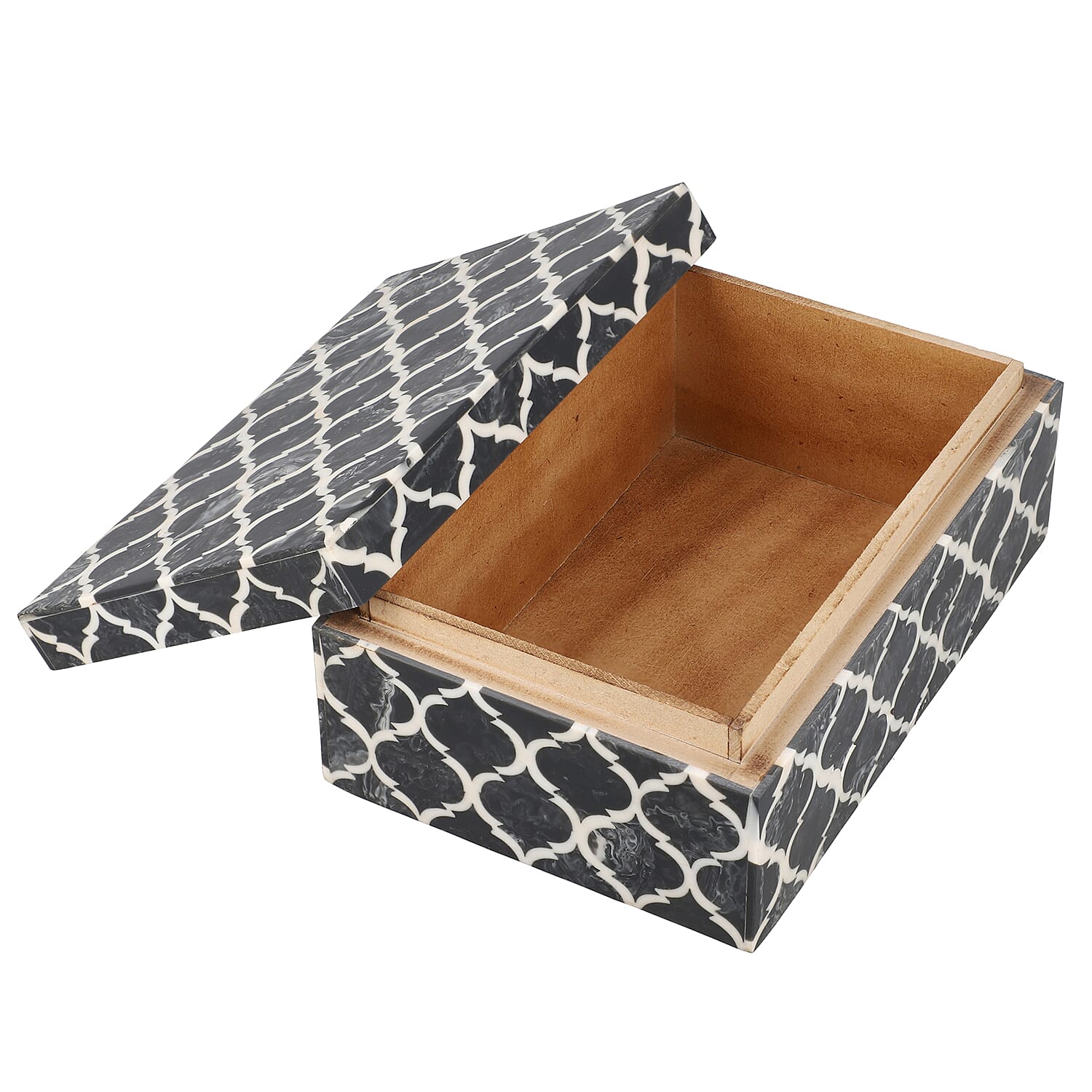 Handcrafted Black Inlay & Wooden Storage Box